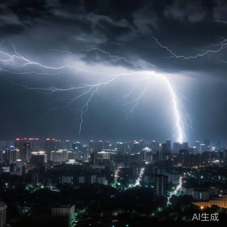 罕见闪电夜观福