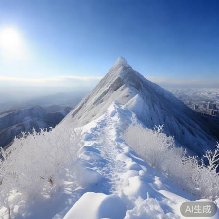北京延庆山头冬日冰河奇观