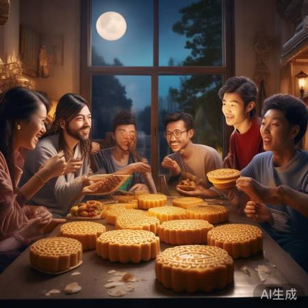 月饼皮薄馅多，寓意团圆丰收