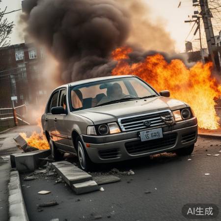女子误踩油门撞破燃气管道，事故现场令人惊心