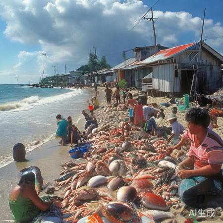 台风过后，海边海鲜盛宴