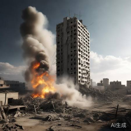 加沙楼遭以色列无人机炸毁