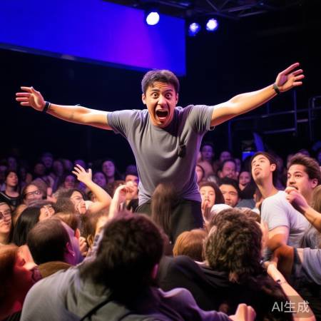 鸡排哥演讲引围观：现场多次被拽衣求更高台