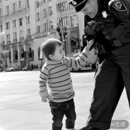 特警扶起摔倒小朋友