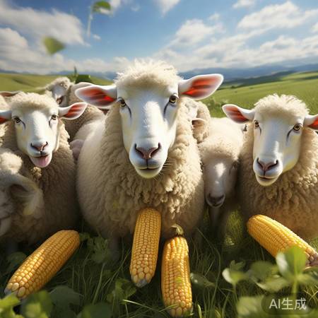 羊群享受美味，欢声笑语