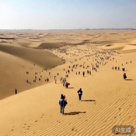 鸣沙山周末人海如潮