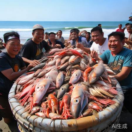 青岛海鲜丰收景象