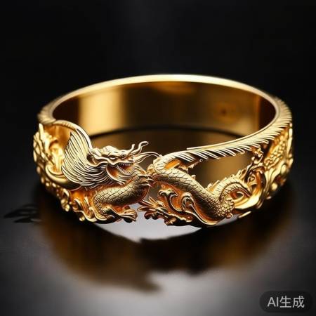 24K纯金龙凤镯，价值连城