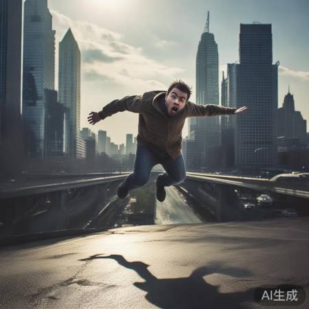 男子意外跳桥：水泥地板上的惊人一跳