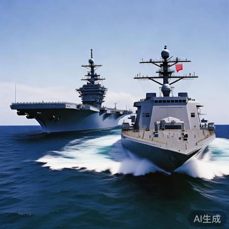 南海紧张局势升级：055型导弹驱逐舰与美航母正面对峙