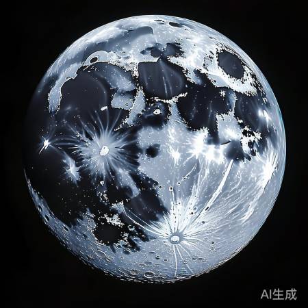 高清月面图，细节清晰可见。