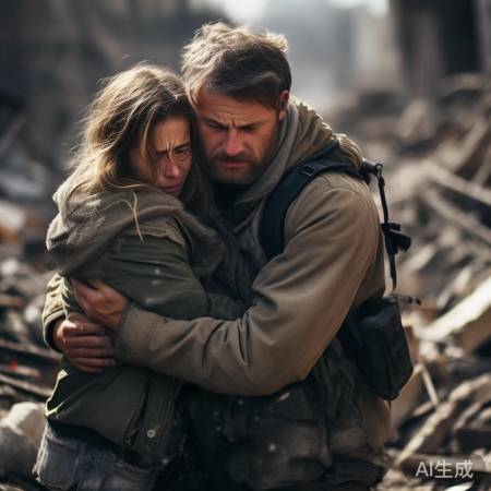 记者拥抱幸存者，守护真相