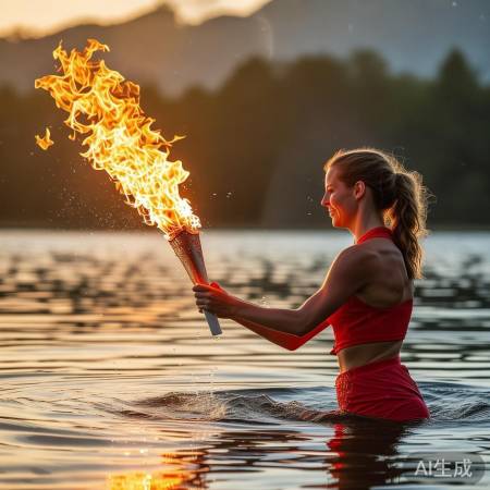 奥运圣火水中传递