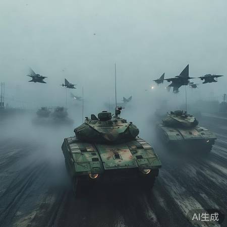 浓雾中俄军装甲与战机