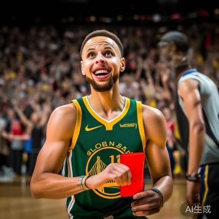 库里首次红牌，场下微笑场上升旗