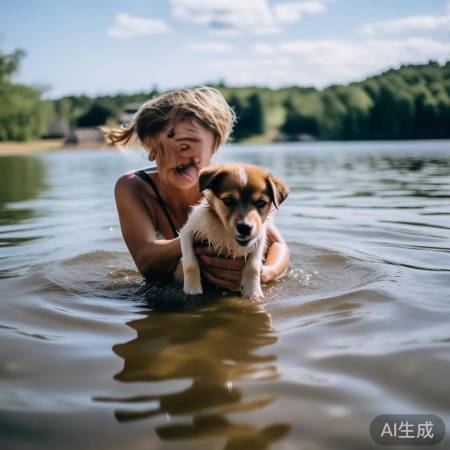 女子英勇下水救小狗，网友：最美救援瞬间