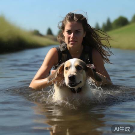 女子勇救挣扎小狗