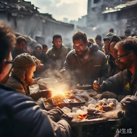 救援人员感恩香港爱心盒饭