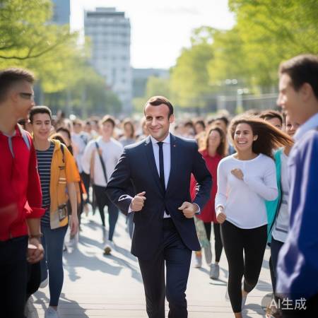 马克龙川大行，亲民总统与学生互