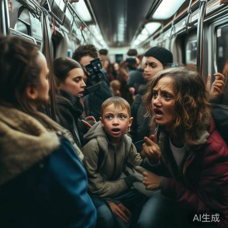 两女子地铁打架，孩子勇敢护母引关注
