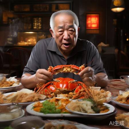 “乔父螃蟹宴后腹痛入院”