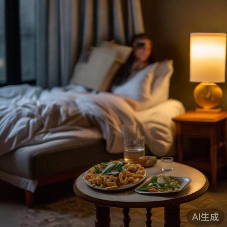 睡前不宜吃太饱，喝水适量