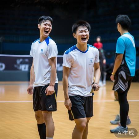 混双比赛热身，两人笑场引围观