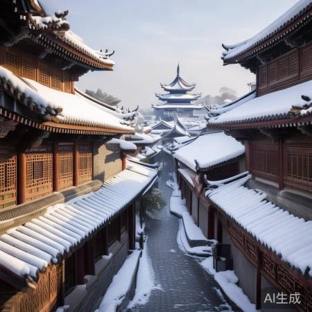 初雪映古都，美学共赏