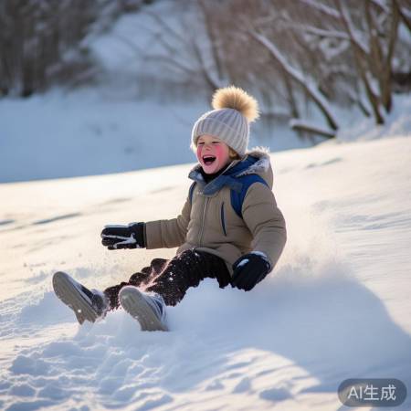 雪地摔倒非路滑，兴奋跑速踩坑多