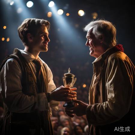 大鹏获师父颁奖，泪眼含笑