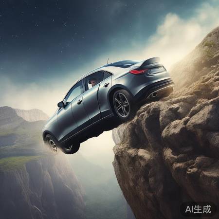 新手司机失控坠崖：30米高空惊魂瞬间