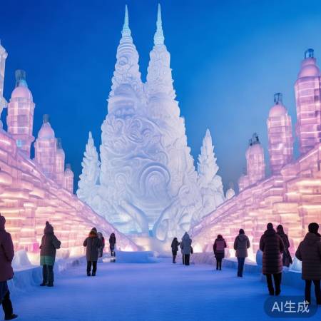 哈尔滨冰雪大世界，冬日奇观展。