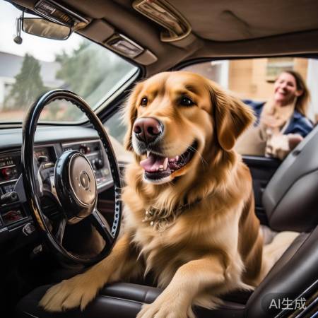 狗狗模仿开车，宠爱成习惯