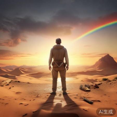 沙漠彩虹，勇敢战胜困难