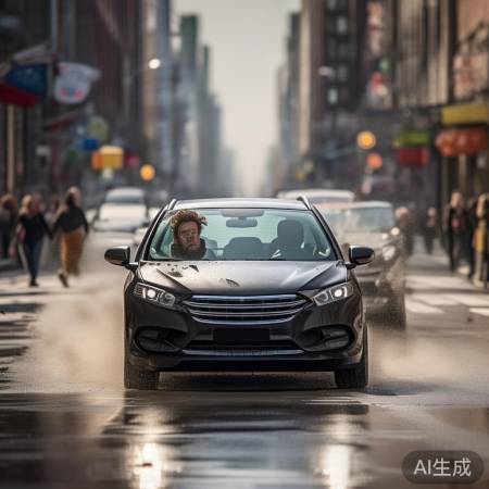 急刹车斗气，两车相撞