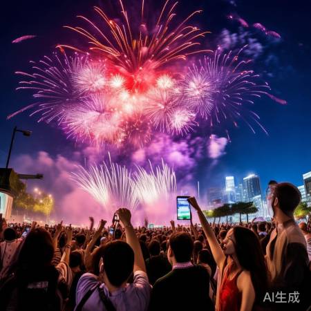 烟花照亮台北夜空