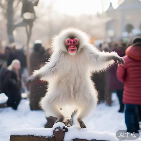 雪饼猴，长春动物园明星，正能量