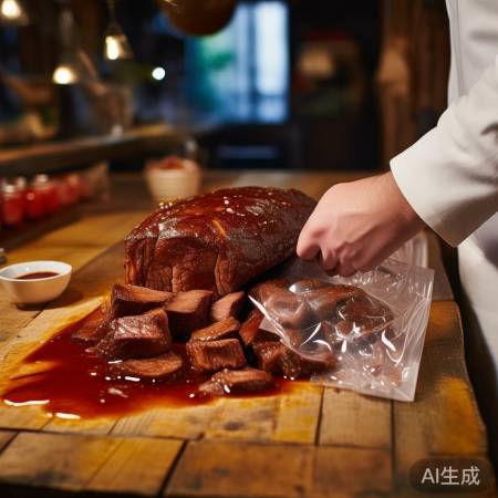 牛肉裹酱料，冰箱腌制入味