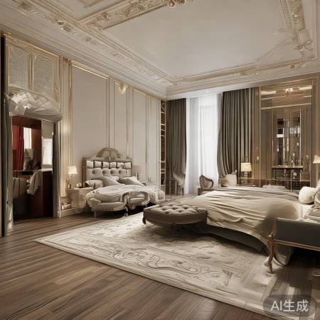 豪华卧室，总统套房风格