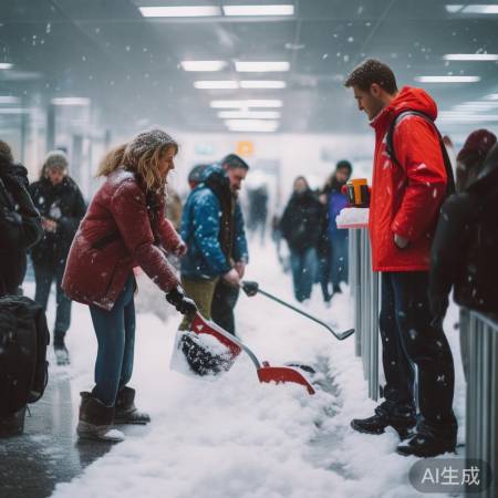 旅客互助，人性光辉映雪中