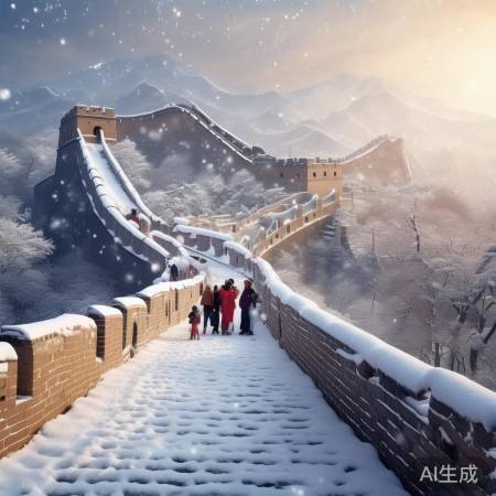 中外游客长城遇降雪 互助暖行见证千年古道情谊