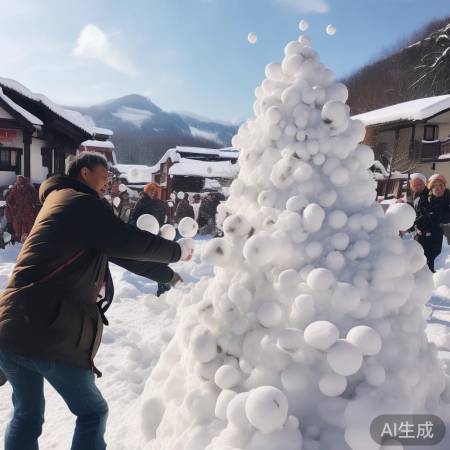南方游客打雪仗挂满树，变大雪人