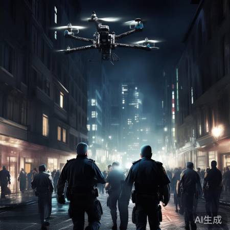 警察夜搜无人机助阵