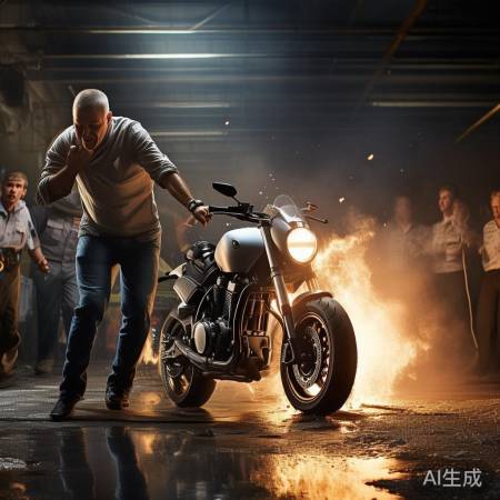 摩托车主不听劝，加油站洒油险酿大祸