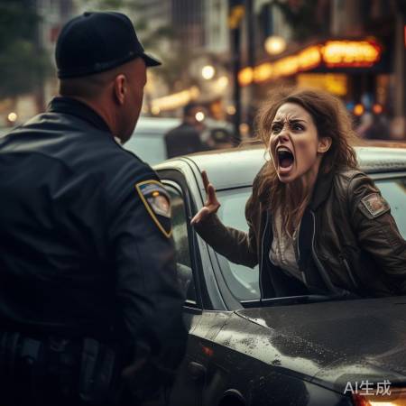 女子违停竖中指，车辆激情撞人