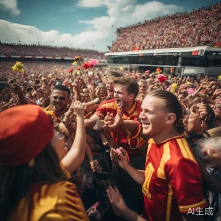 球迷拥簇球员感人场景