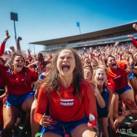 运动员穿队服夺冠