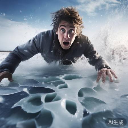 冰面惊险摔倒瞬间