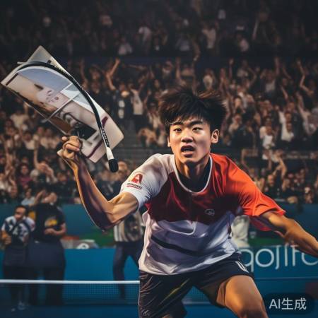 樊振东赛场瞬间：莫雷加德赛高举大头照引关注