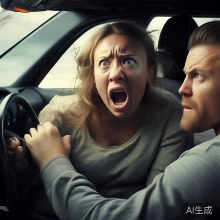 女子驾车失控，副驾男子冷静出手化解危机